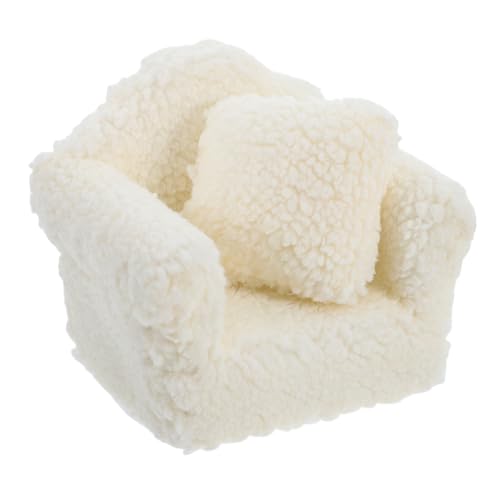 ADOCARN Puppenhaus Sofa Couch Puppenhausmöbel Miniatur Sofa Requisiten Mini Haus Möbel Miniatur Puppenhaus Zubehör Miniatur Möbel Modell Mini Haus Zubehör Holz Beige von ADOCARN