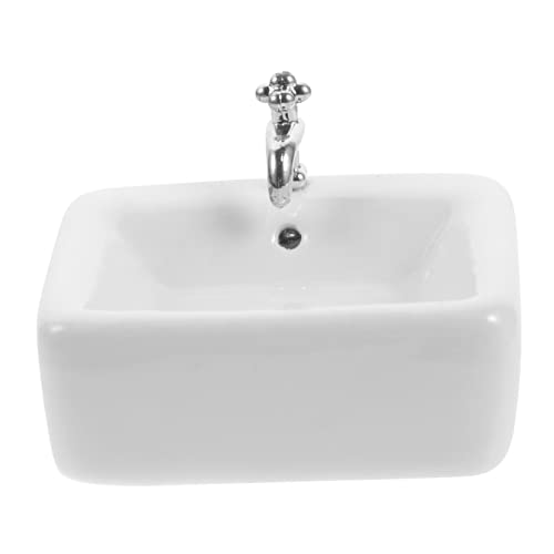 ADOCARN Puppenhauszubehör Badezimmer Küchenspüle Waschbeckenmodell Mini Spülbeckenmodell Miniatur Keramikspüle Miniatur Badezimmerspüle Modell Wohndekor Spüle Für Minihaus von ADOCARN