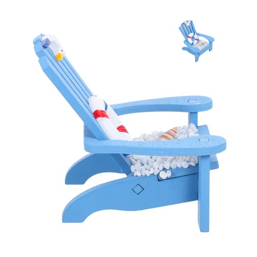ADOCARN Strandkorb Dekoration Mini-gartenzubehör Strandzubehör Küstenmodell Mini-liegestuhl Mini-strandkorb Miniaturgartendekoration Miniatur-puppenstuhl Mini-hausstuhlmodell Holz Blau von ADOCARN