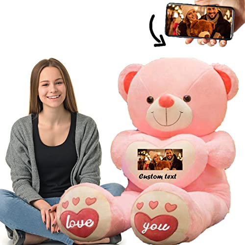ADORSUN 100cm Teddybär groß Personalisierter Geschenke XXL Teddybär mit Text+Foto ValentinsGeschenke Geschenke für Frauen Weihnachten Geburtstagsgeschenk Es TUT Mir Leid Geschenke für sie (100cm) von ADORSUN