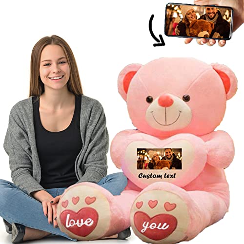 ADORSUN 80cm Teddybär groß Personalisierter Geschenke XXL Teddybär mit Text+Foto ValentinsGeschenke Geschenke für Frauen Weihnachten Geburtstagsgeschenk Es TUT Mir Leid Geschenke für sie (80cm) von ADORSUN