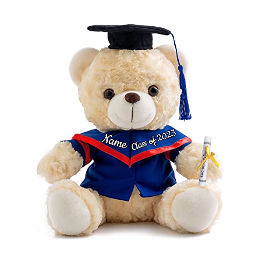ADORSUN Personalisierte Geschenke Teddybär mit Text, GraduationBär Abschluss 2024 Personalisierte Teddybär für Graduation 2024 Schulabschluss Geschenk für Sie 2024 Oberschule/Hochschule (20 cm-Text-) von ADORSUN