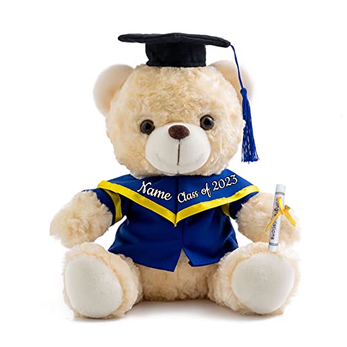 ADORSUN Personalisierte Geschenke Teddybär mit Text, GraduationBär Abschluss 2024 Personalisierte Teddybär für Graduation 2024 Schulabschluss Geschenk für Sie 2024 Oberschule/Hochschule (25 cm-Text-) von ADORSUN
