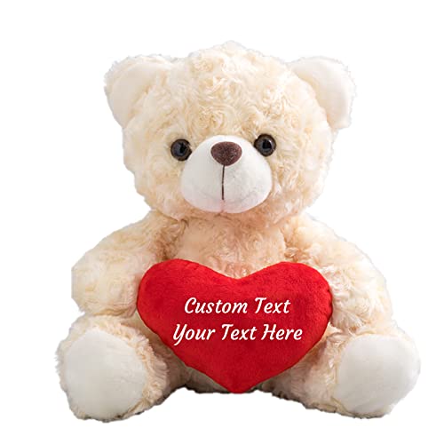 ADORSUN Personalisierter Teddybär mit Herz, Teddybär mit Benutzerdefinierter Text Auf Herz, ValentinsGeschenke Geburtstagsgeschenk für Frauen Es Mir Leid Geschenke für sie (25-cm) von ADORSUN