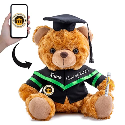 GraduationBär Personalisierte Graduation Geschenke mit benutzerdefinierten Text+Foto, Teddy-bär Plüschtier als Schulabschluss Geschenk für sie 2024 Oberschule Graduation Geschenke (20 cm-Text+Foto) von ADORSUN