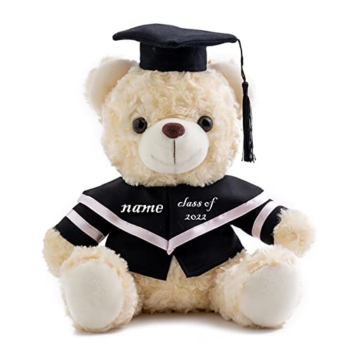 GraduationBär Personalisierte Graduation Geschenke mit benutzerdefinierten Text, Teddybär Plüschtier als Schulabschluss Geschenk für sie 2024 Oberschule/ Hochschule Graduation Geschenke (20 cm-Text) von ADORSUN