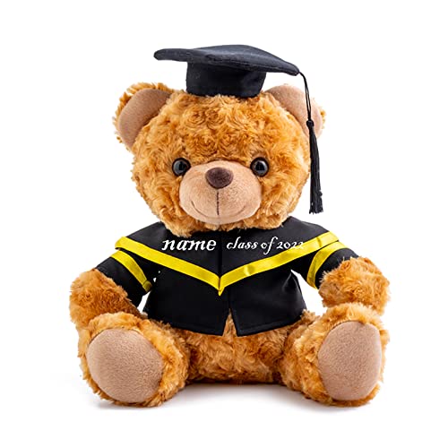 GraduationBär Personalisierte Graduation Geschenke mit benutzerdefinierten Text, Teddybär Plüschtier als Schulabschluss Geschenk für sie 2024 Oberschule/ Hochschule Graduation Geschenke (20 cm-Text) von ADORSUN