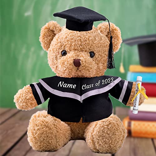 GraduationBär Personalisierte Graduation Geschenke mit benutzerdefinierten Text, Teddybär Plüschtier als Schulabschluss Geschenk für sie 2024 Oberschule Hochschule Abschluss Geschenk (30 cm-Text) von ADORSUN