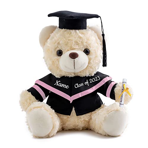 GraduationBär Personalisierte Graduation Geschenke mit benutzerdefinierten Text, Teddybär Plüschtier als Schulabschluss Geschenk für sie 2024 Oberschule Hochschule Graduation Geschenke (20 cm-Text-) von ADORSUN