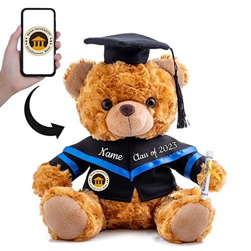 Personalisierte Geschenke Teddybär mit Text+Foto, GraduationBär Abschluss 2024 Personalisierte Teddybär für Graduation Schulabschluss Geschenk für Sie 2024 Oberschule/ Hochschule (20cm-Text+Foto) von ADORSUN