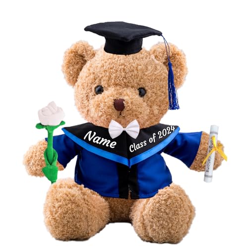 Personalisierter Abschluss-Teddybär, Abschlussgeschenke für Ihn & Sie mit Text, Name oder Datum, Abschlussbär als Personalisiertes Abschlussgeschenk für MädchenJungen zum Abschluss 2024 (30cm) von ADORSUN