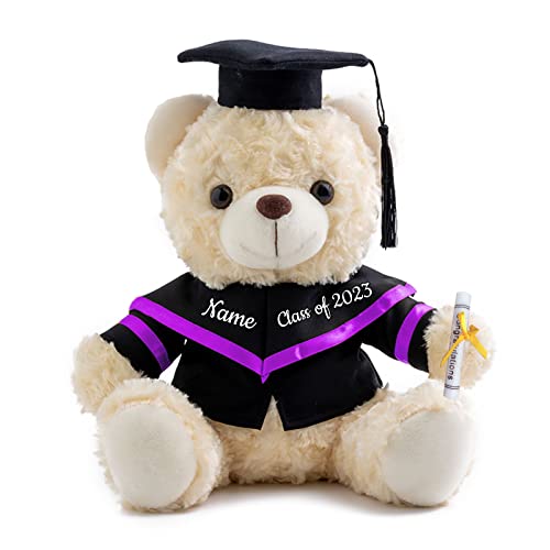 Personalisierter Abschluss-Teddybär, Abschlussgeschenke für Sie & Ihn mit Text, Name oder Datum, Abschlussbär als Personalisiertes Abschlussgeschenk für Mädchen/Jungen zum Abschluss 2024 (20 cm-Text-) von ADORSUN