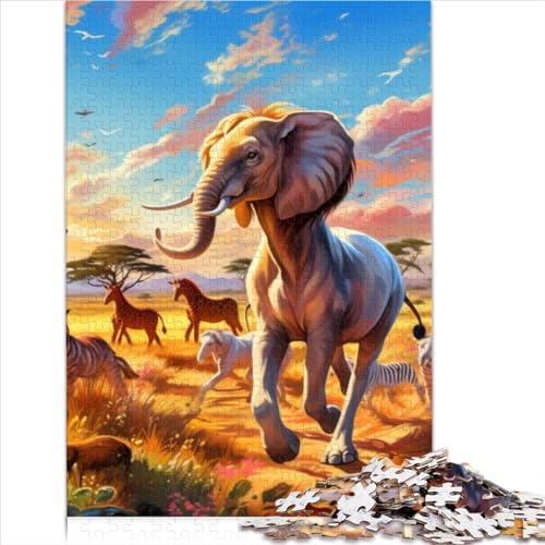 1000-teiliges Holzpuzzle für Erwachsene, 1000-teiliges Puzzle mit afrikanischen Tieren für Erwachsene, Geschenke (75x50cm) von ADOSIA