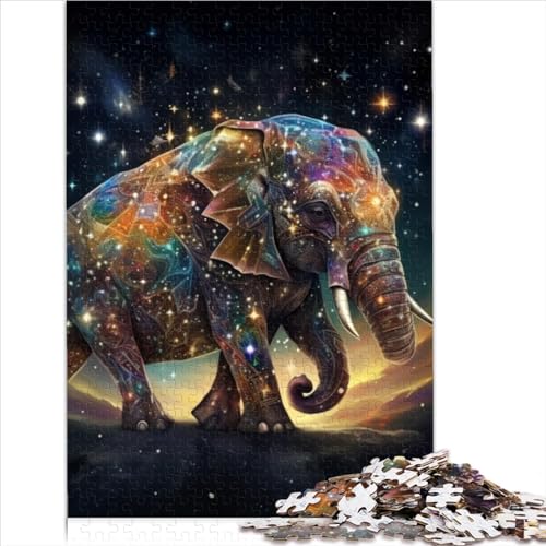 300 Teile Puzzle Stern Tier Elefant Puzzle für Erwachsene Holzpuzzle Lernspiele Heimdekoration Puzzle (40x28cm) von ADOSIA
