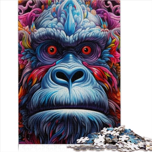 500 Teile Bunte Gorillas Puzzle Erwachsene Kinder Kreatives Rechteckiges Puzzle Holzpuzzle Lustiges Lernspielzeug (52x38cm) von ADOSIA
