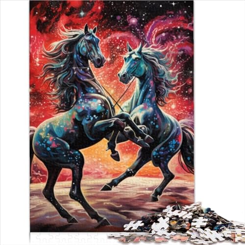 Puzzle für Erwachsene, 500 Teile, Sternenhimmel-Pferd, Puzzle für Erwachsene, Holzpuzzle, lustige Puzzlespiele (52x38cm) von ADOSIA