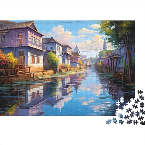 Canal View (104) Puzzles Erwachsene ＆ Kinder 500 Teile Holz Canal View Home Decor Family Challenging Games Educational Game Geburtstag Stress Relief 500pcs (52x38cm) von ADOVZ