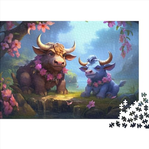 Colorful Bull (12) Puzzles Für Erwachsene 500 Teile Holz Typical Animal Educational Game Home Decor Family Challenging Games Geburtstag Stress Relief 500pcs (52x38cm) von ADOVZ