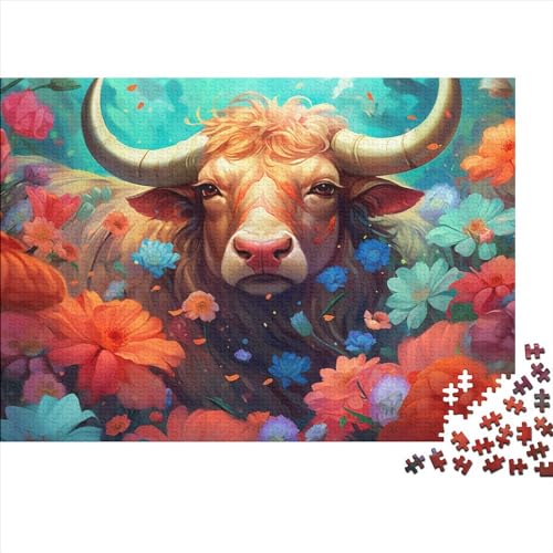 Colorful Bull (18) Für Erwachsene Puzzle 1000 Teile Holz Typical Animal Educational Game Geburtstag Family Challenging Games Home Decor Stress Relief 1000pcs (75x50cm) von ADOVZ