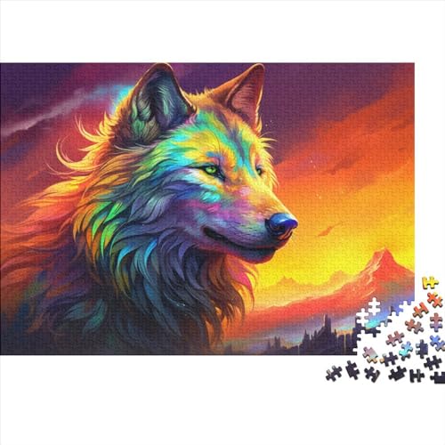 Colorful Wolf (206) 500 Teile Personalised Photos Für Erwachsene Puzzle Family Challenging Games Educational Game Geburtstag Home Decor Stress Relief Toy 500pcs (52x38cm) von ADOVZ