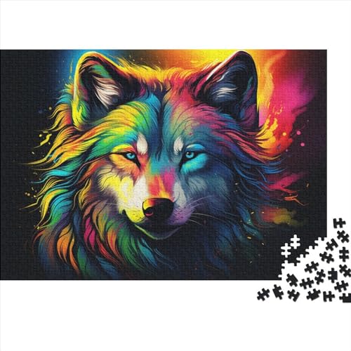 Colorful Wolf (292) 1000 Teile Personalised Photos Erwachsene Puzzles Family Challenging Games Geburtstag Lernspiel Moderne Wohnkultur Stress Relief Toy 1000pcs (75x50cm) von ADOVZ