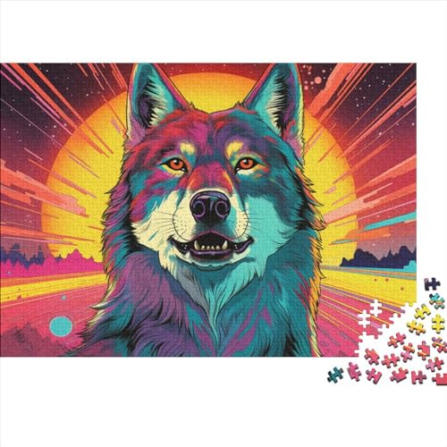 Colorful Wolf (296) Puzzles Für Erwachsene 500 Teile Personalised Photos Wohnkultur Geburtstag Lernspiel Family Challenging Games Stress Relief 500pcs (52x38cm) von ADOVZ