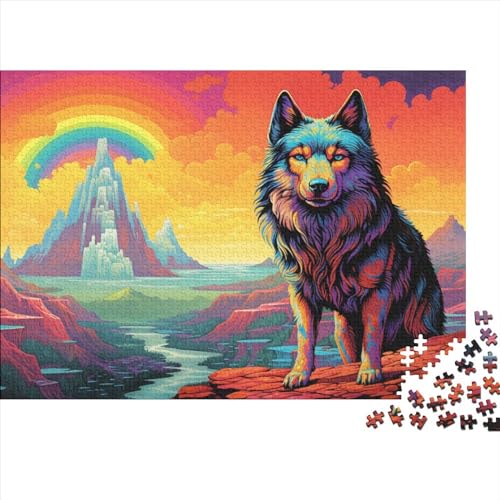 Colorful Wolf (301) Puzzles 1000 Teile Personalised Photos Erwachsene Educational Game Geburtstag Moderne Wohnkultur Family Challenging Games Stress Relief 1000pcs (75x50cm) von ADOVZ