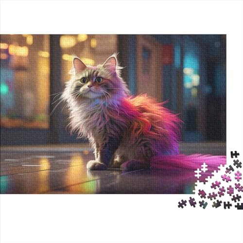 Colourful Cat (306) Erwachsene Puzzle 300 Teile Personalised Photos Family Challenging Games Educational Game Geburtstag Home Decor Stress Relief Toy 300pcs (40x28cm) von ADOVZ