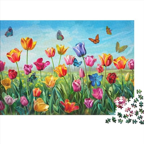 Colourful Flowers & Butterflies (7) Puzzles Erwachsene ＆ Kinder 1000 Teile Holz Butterflies Geburtstag Home Decor Family Challenging Games Educational Game Stress Relief Toy 100 von ADOVZ