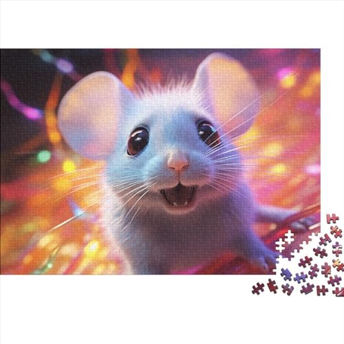 Colourful Mouse (107) 300 Teile Personalised Photo Puzzles Erwachsene Geburtstag Family Challenging Games Educational Game Home Decor Stress Relief 300pcs (40x28cm) von ADOVZ