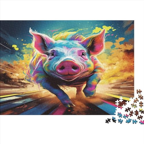 Colourful Pig (13) Puzzle Für Erwachsene 500 Teile Personalised Photo Lernspiel Geburtstag Family Challenging Games Wohnkultur Stress Relief 500pcs (52x38cm) von ADOVZ
