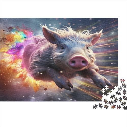 Colourful Pig (146) Erwachsene 500 Teile Personalised Photo Puzzle Wohnkultur Family Challenging Games Geburtstag Educational Game Stress Relief Toy 500pcs (52x38cm) von ADOVZ