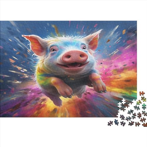 Colourful Pig (57) Erwachsene Puzzles 300 Teile Personalised Photo Geburtstag Geschicklichkeitsspiel Für Die Ganze Familie Wohnkultur Lernspiel Stress Relief 300pcs (40x28cm) von ADOVZ