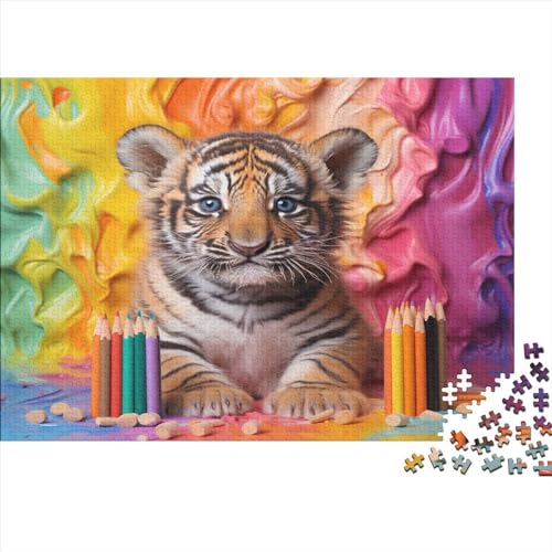 Colourful Tiger (111) Für Erwachsene 500 Teile Personalised Photos Puzzle Family Challenging Games Geburtstag Wohnkultur Lernspiel Stress Relief 500pcs (52x38cm) von ADOVZ