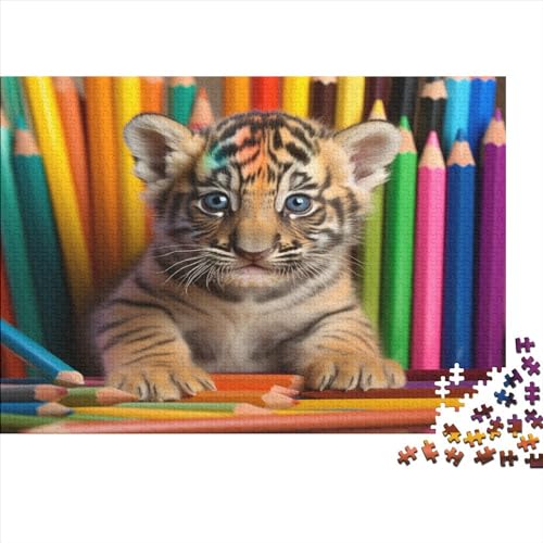Colourful Tiger (165) 1000 Teile Personalised Photos Erwachsene Puzzle Family Challenging Games Lernspiel Wohnkultur Geburtstag Stress Relief Toy 1000pcs (75x50cm) von ADOVZ