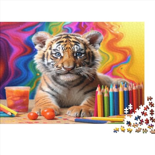 Colourful Tiger (181) Erwachsene 300 Teile Personalised Photos Puzzles Lernspiel Geburtstag Home Decor Geschicklichkeitsspiel Für Die Ganze Familie Stress Relief 300pcs (40x28c von ADOVZ