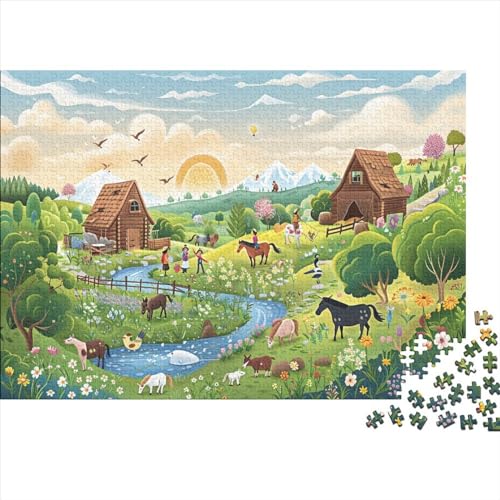 Country Scenery (1) Puzzle 500 Teile Holz Beautiful Views Für Erwachsene ＆ Kinder Geburtstag Home Decor Family Challenging Games Lernspiel Stress Relief 500pcs (52x38cm) von ADOVZ
