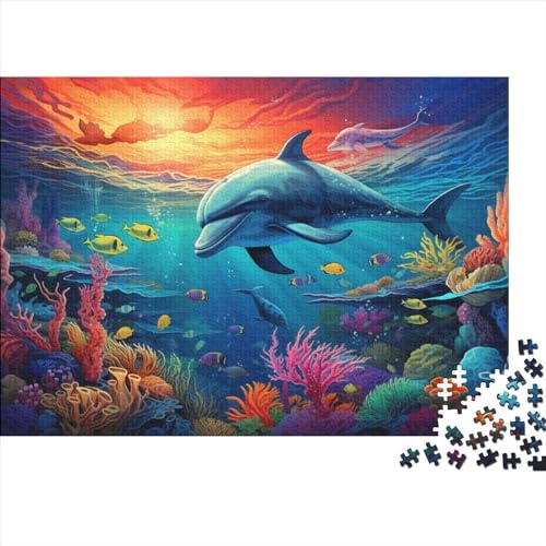 Dolphins (24) Puzzles Erwachsene ＆ Kinder 1000 Teile Holz Sea Animals Geburtstag Home Decor Family Challenging Games Educational Game Stress Relief Toy 1000pcs (75x50cm) von ADOVZ