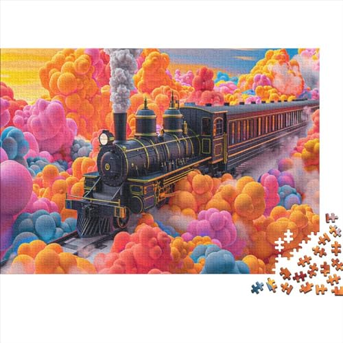 Dream Train (45) Erwachsene ＆ Kinder 500 Teile Holz Train Puzzle Lernspiel Geburtstag Moderne Wohnkultur Family Challenging Games Stress Relief Toy 500pcs (52x38cm) von ADOVZ