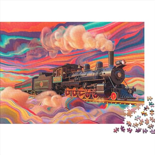 Dream Train (46) Puzzles Erwachsene ＆ Kinder 1000 Teile Holz Train Home Decor Family Challenging Games Educational Game Geburtstag Stress Relief 1000pcs (75x50cm) von ADOVZ