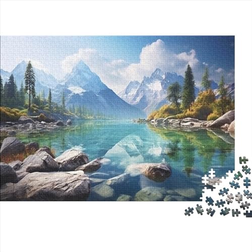 Lakes and Snowy Mountains(61) Erwachsene ＆ Kinder Puzzle 1000 Teile Holz Natural Scenery Geburtstag Educational Game Moderne Wohnkultur Family Challenging Games Stress Relief 10 von ADOVZ