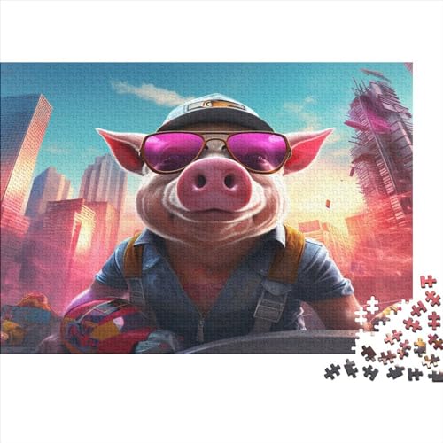 Sunglasses Pig (28) 300 Teile Personalised Photo Für Erwachsene Puzzle Geburtstag Wohnkultur Lernspiel Family Challenging Games Stress Relief 300pcs (40x28cm) von ADOVZ