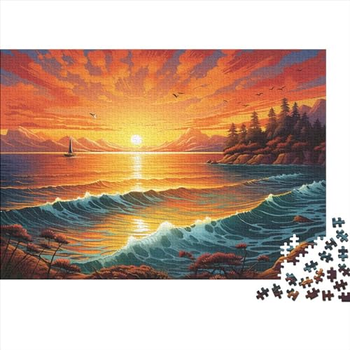Sunset Over The Harbour (8) Erwachsene ＆ Kinder 1000 Teile Holz Sunset Puzzles Geburtstag Family Challenging Games Lernspiel Home Decor Entspannung Und Intelligenz 1000pcs (75x5 von ADOVZ