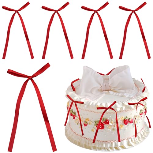 ADQUATOR Tortenaufsatz mit roter Schleife, Schleife, Bänder, für Kuchen, Dessert, schwarze Kuchendekorationen für Kindergeburtstag, Hochzeit, Party, Jahrestag und Weihnachten, 10 Stück ADQUATOR Tortenaufsatz mit roter Schleife, Schleife, Bänder, für Kuchen, Dessert, schwarze Kuchendekorationen für Kindergeburtstag, Hochzeit, Party, Jahrestag und Weihnachten, 10 Stück von ADQUATOR