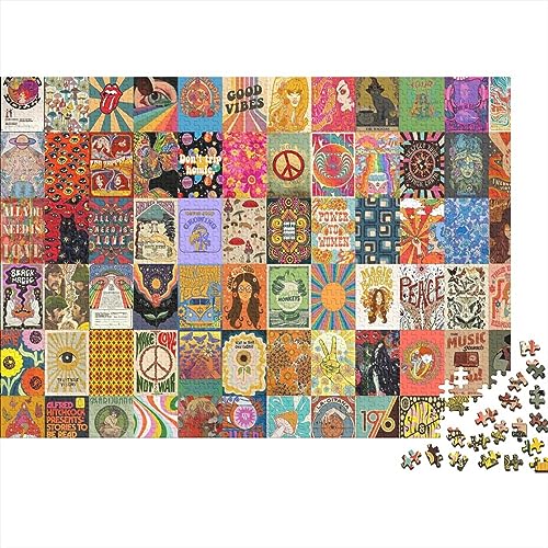 Puzzles für Erwachsene,Vintage-Poster,1000-teiliges Puzzle für Erwachsene,Holzpuzzle,geeignet für Erwachsene und Kinder über 12 Jahre,Denksportaufgabe,75x50cm von ADRETA