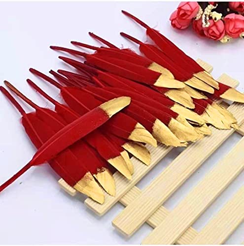 30 Stück metallisch Gold getauchte rote Federn 10-15 cm für Cupcake-Dekorationen, DIY-Kunst und Traumfänger 30 Stück metallisch Gold getauchte rote Federn 10-15 cm für Cupcake-Dekorationen, DIY-Kunst und Traumfänger von ADSUBHSJFAKK