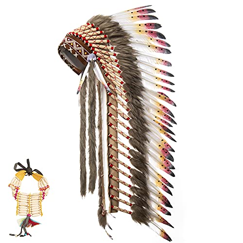 ADSUBHSJFAKK Großer Indianer-Kopfschmuck - Feder-Kopfschmuck und Choker für einheimische Dekoration, Karneval, Halloween und Rollenspiele ADSUBHSJFAKK Großer Indianer-Kopfschmuck - Feder-Kopfschmuck und Choker für einheimische Dekoration, Karneval, Halloween und Rollenspiele von ADSUBHSJFAKK
