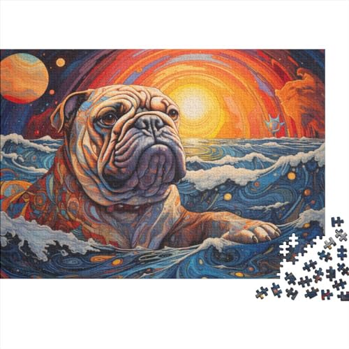 1000 Teile Puzzle Galaxien Wellen Bulldoggen Kreative Quadratische Puzzles Für Erwachsene Und Kinder Holzpuzzles Herausforderndes Spiel (Größe 75 X 50 cm) von ADTEMP