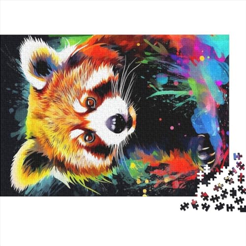 1000-teiliges Puzzle für Erwachsene und Kinder, bunter roter Panda, DIY-Holzpuzzle, Spielzeug, Heimdekoration, 75x50cm von ADTEMP