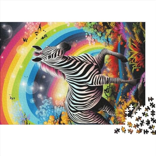 Bunte Zebras-Puzzles, 500 Teile, Puzzle für Erwachsene, Puzzle-Spielzeug, Teenager-Puzzle, Geschenke, Wanddekoration, 52x38cm von ADTEMP